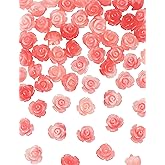 MEDIHOOL 50 Pcs Pink Opaque Carve Rose Bead, 10mm Flower Carving Loose Beads Charms for Jewelry Making Necklace Bracelet Earring DIY Craft Valentine's Day Wedding Anniversary