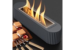 CheersLux Tabletop Fire Pit with Smores Kit, Table Top Fire Pit for Party, Balcony and Patio Home Decor, Smores Maker Tabletop Fire Pit for Indoor & Outdoor, Safe, Smokeless and Odorless, Grey