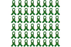 ALODIDAE Mental Health Awareness Pin 50 Pcs Green Ribbon Pins Liver Cancer Cerebral Palsy Organ Donation Awareness Products