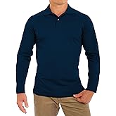 CC Perfect Slim Fit Long Sleeve Polo Shirts for Men + Stretch | Soft Fitted Breathable Collared Mens Long Sleeve Polo Shirts