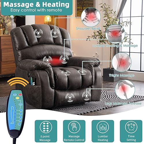 MEETWARM Large Dual OKIN Motor Power Lift Recliner Chair for