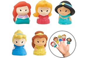 Disney Princess 5 Piece Finger Puppet Set – Party Favors, Educational Play, Bath & Pool Toys, Beach Games, Finger Puppets, Playtime Activities