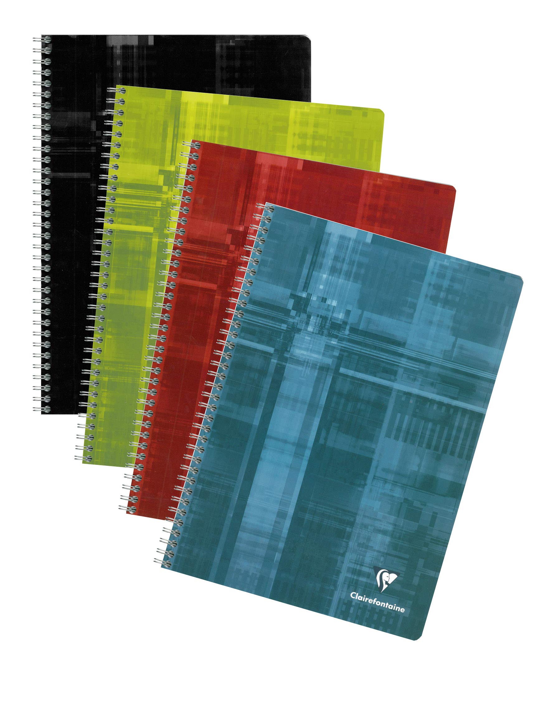 Clairefontaine 68162C - Set of 5 Spiral Notebooks - Size: A4 21x29.7 cm - 180 Small Squares Pages - White Paper 90 g - Laminated Card Cover - Random Colours
