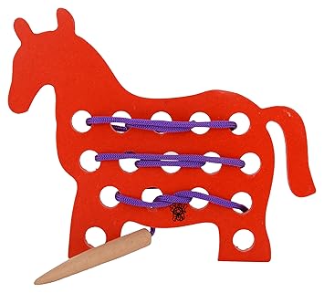 Skillofun Wooden Sewing Toy Horse, Multi Color