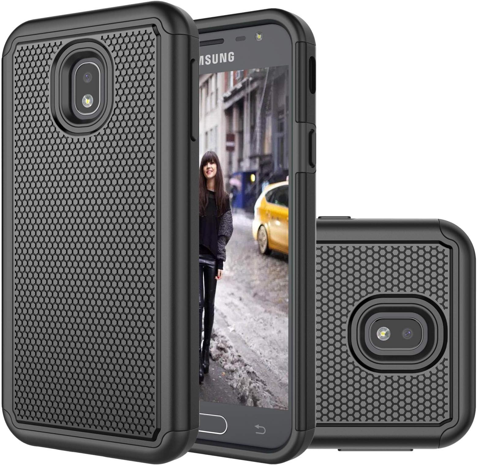 Eutekcoo Galaxy J3 2017 Case, [Tmajor Series] Coal Black Shock Absorption [Drop Resistance] [Non-Slid] Rugged Hard Silicone TPU Hybrid Dual Layer Phone Case Cover For Samsung Galaxy J3 (2017)