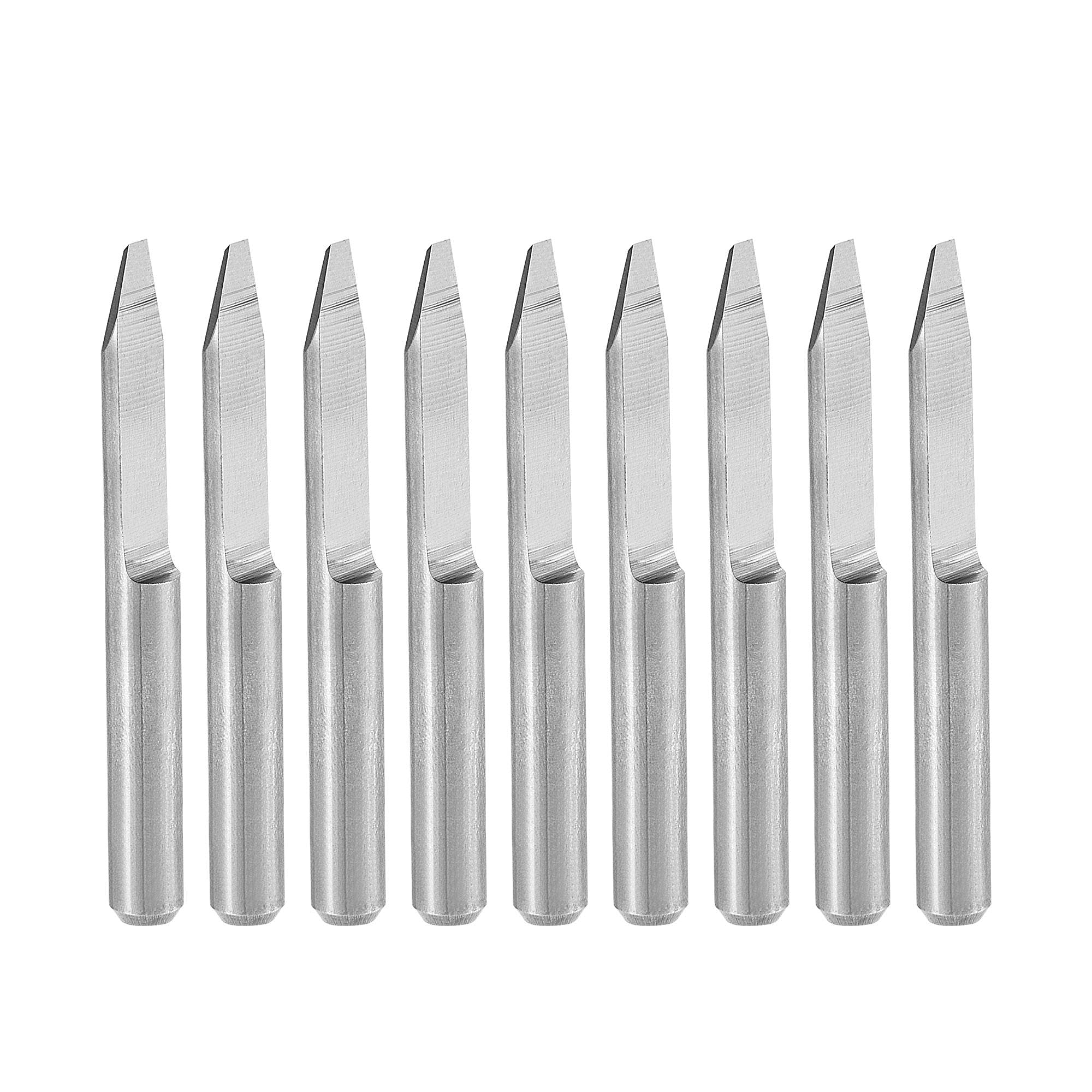 sourcing map Wood Engraving Bit Solid Carbide 3.175mm 1/8" Shank, 30 Degree 1.2mm Tip CNC Router Tool for Acrylic PVC MDF PCB Wood Carving, 10pcs