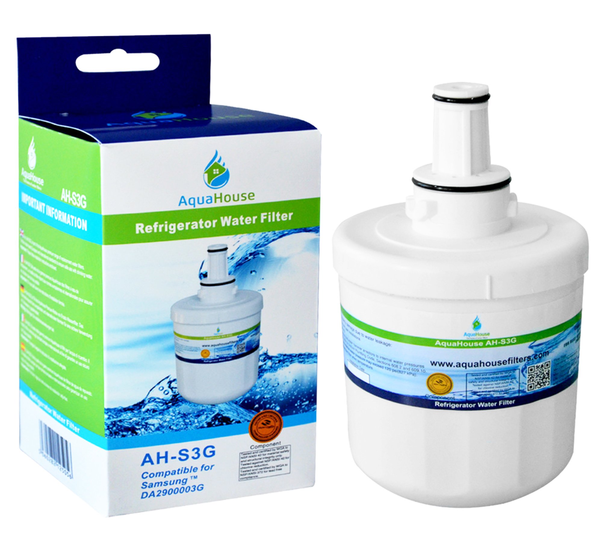 AquaHouse AH-S3G Compatible for Samsung Water Filter DA29-00003G, HAFCU1/XAA, HAFIN2/EXP, DA97-06317A, Aqua-Pure Plus, HAFIN 2 Fridge Filter