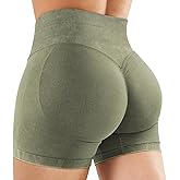 YEOREO Women's Workout Gym Shorts 4.5" Colinne Butt Lifting Hidden Scrunch Seamless Impact Booty Biker Shorts
