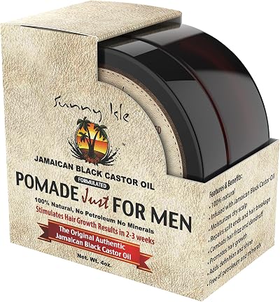 Sunny Isle Jamaican Black Castor Oil Pomade for Men 4 oz Hair Growth Shine