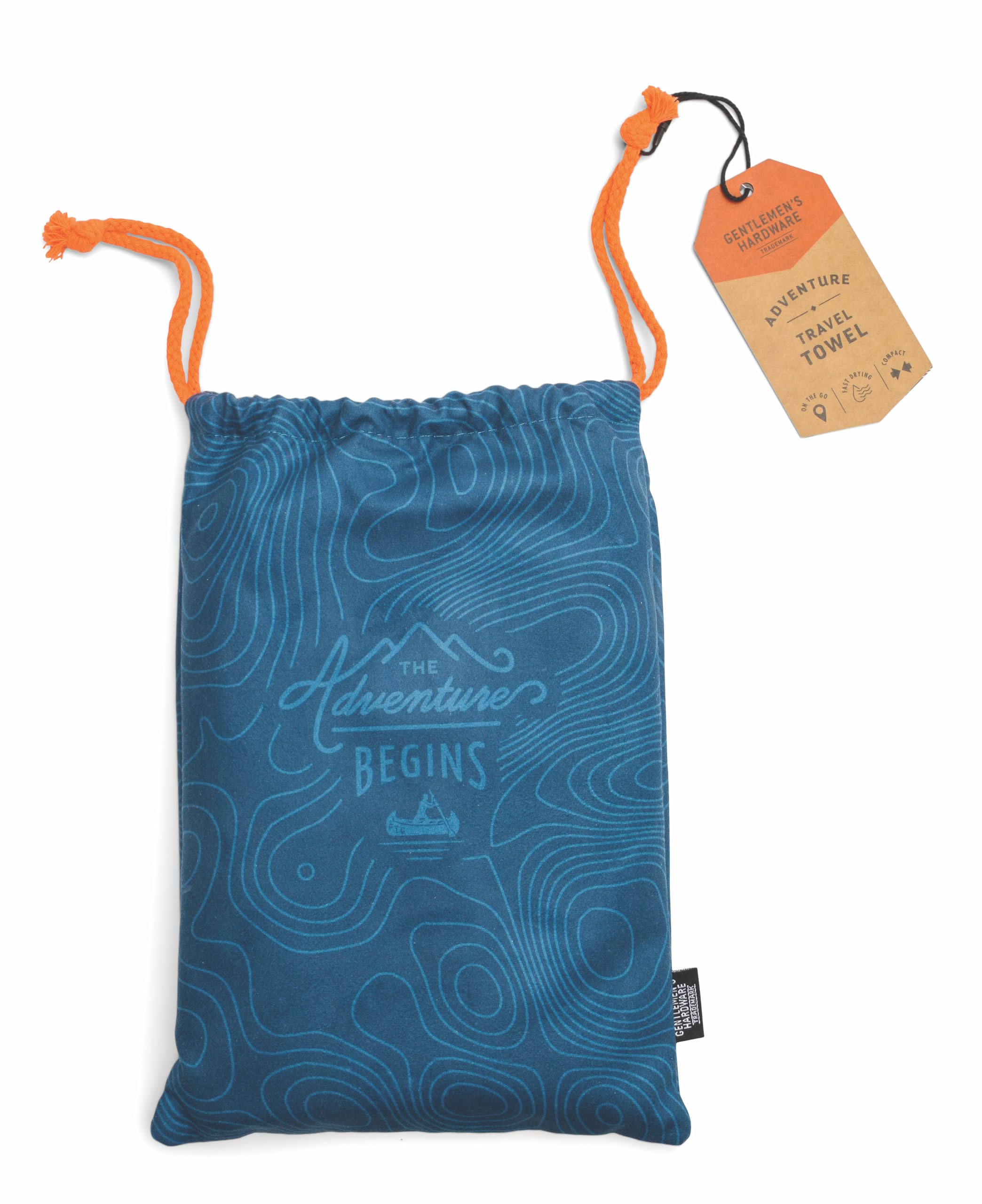 Gentlemen's Hardware Microfiber Towel for Sports and Camping Fast Drying Absorbent Travel Towel with Storage Bag, 80cm x 160cm, Blue