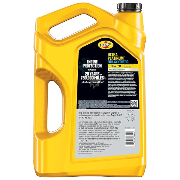 PENNZOIL ULTRA PLATINUM FULL SYNTHETIC 0W-20 MOTOR OIL, 5 QUART