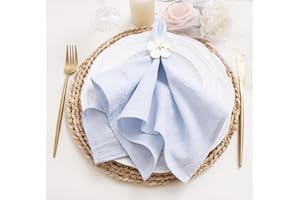 JINVASE Dinner Cloth Napkins Bulk,100% Soft Cotton Linen Napkins,Washable Napkins with Hemmed Edges for Wedding Decorations E