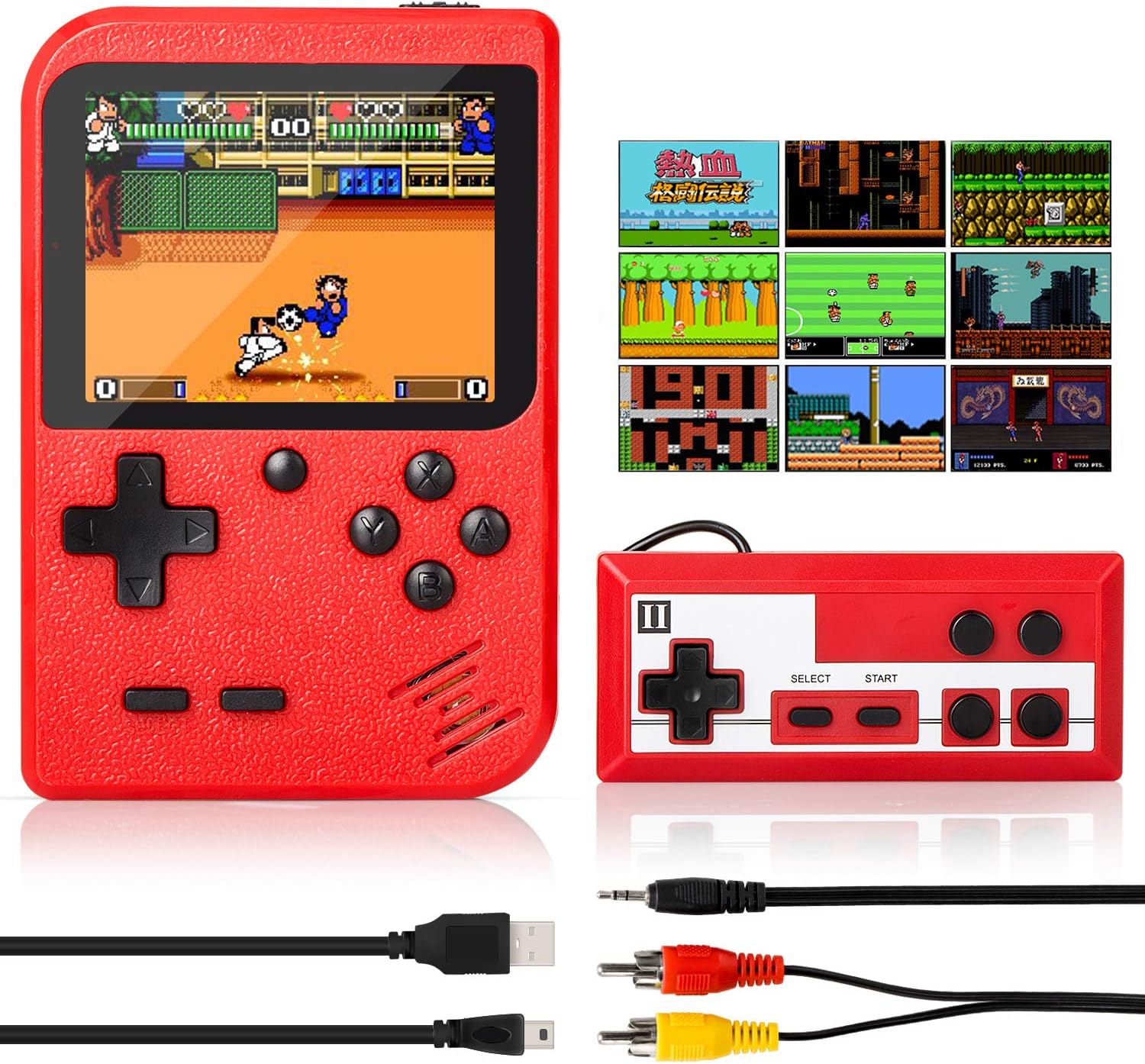 Handheld Game Console, Retro Mini Game Player with 500 Classic FC Games, 3.0 Inch Screen 800mAh Rechargeable Battery Portable Game Console Support TV Connection & Two Players for Kids Adults (Black): Toys & Games