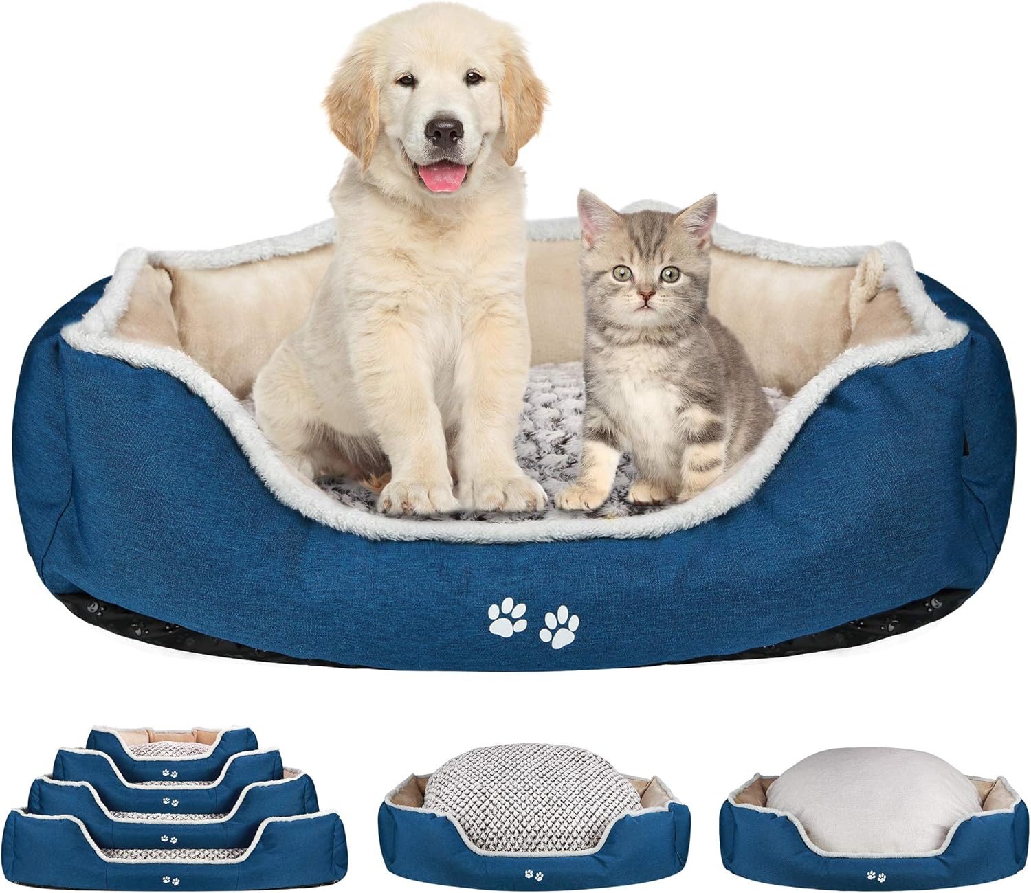 KROSER Deluxe 83cm Dog Bed with Reversible Pillow (Warm and Cool