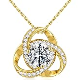 MOOSEA Gifts for Her - 1-3 ct Love Knot Moissanite Necklace, Lab Created Moissanite 925 Sterling Silver Pendant Necklace Anniversary Birthday Gifts for Women Wife Mom Girlfriend
