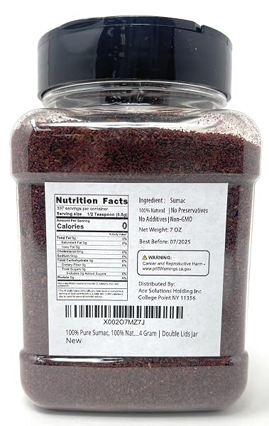 FUSION SELECT 100% PURE SUMAC SPICE, 100% NATURAL SUMAC POWDER | NO SALT | NON-GMO | MIDDLE EASTERN SPICES | SUMAC SEASONING | DOUBLE LIDS JAR (7 OUNCE)