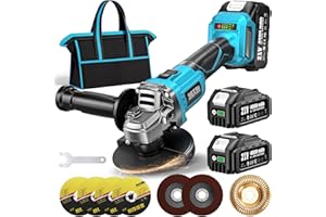 SEESII Cordless Angle Grinder 4-1/2 Inch, 21V Brushless Battery Grinder Tool with 2X 4.0Ah Batteries, 10000RPM for Metal Cutting, Grinding, Polishing, Rust Removal (Blue)