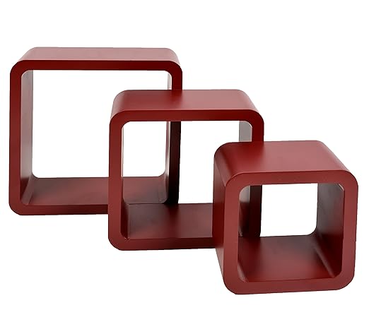 title=Set di 3 mensole a cubo da parete stile retró design anni '70 in colore