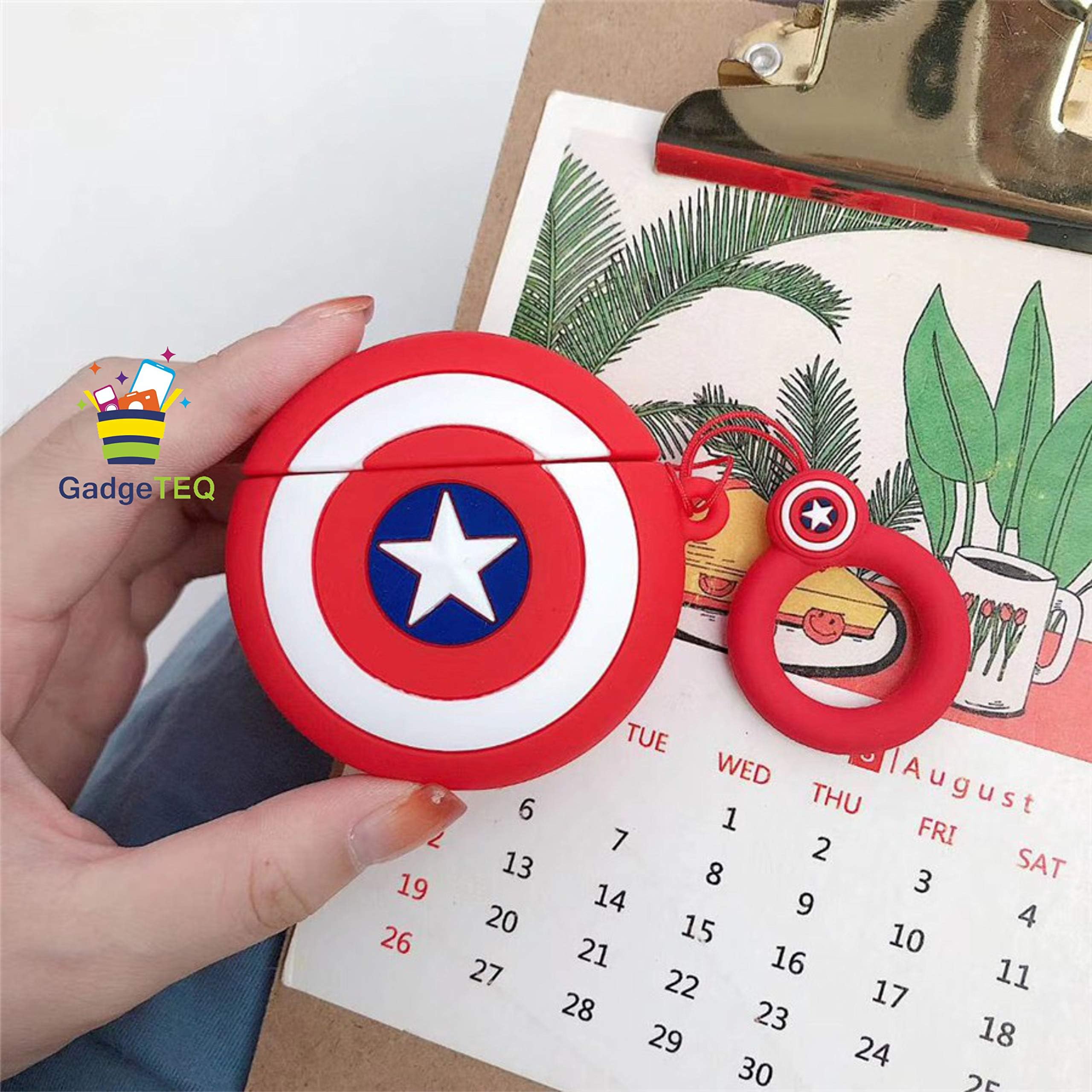 GadgeTEQ 3D Airpods Cases for Airpods Pro 2019 (3D Red Shield)