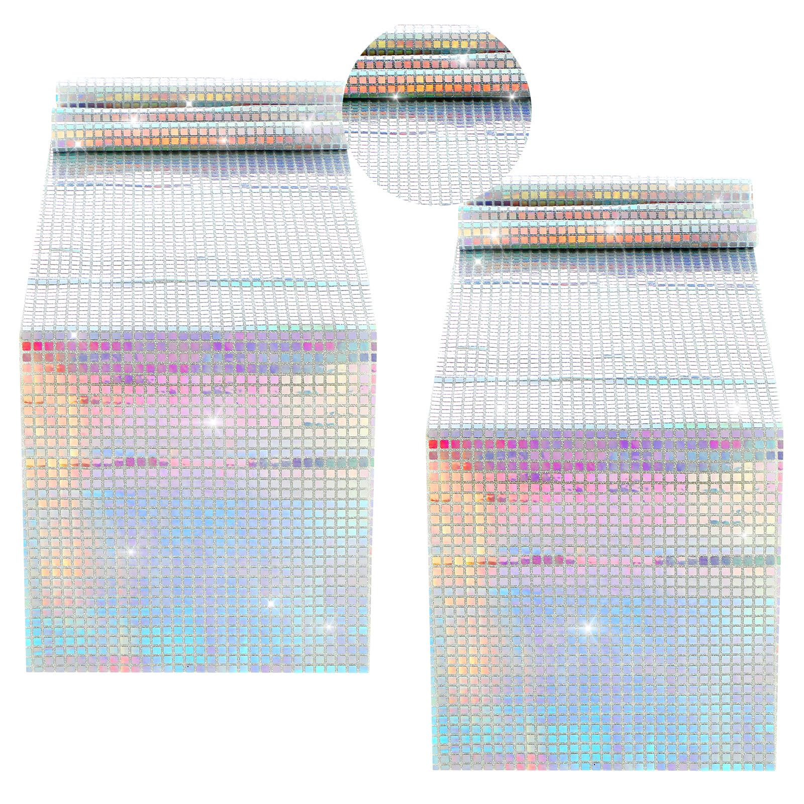 Photo 1 of 2 Pack Disco Table Runner, Glitter Table Runner Sequin Tablecloth 80s 70s Theme Party Decorations for Tables (70.8 x 11.8 Inch)