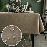 WELTRXE Square Table Cloth 140x140cm Faux Linen Dark Linen Polyester
