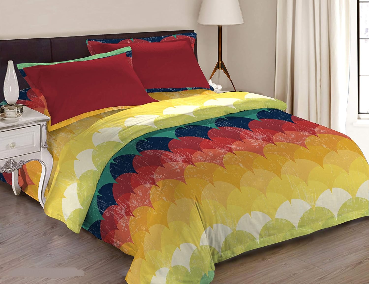 Bombay Dyeing King Size Bedsheet 100 Cotton with 2 Pillow Covers