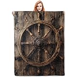 VANZEV Nautical Theme Blanket, Vintage Ship's Wheel