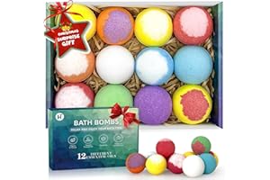 HAISHAN SHOWER Bath Bombs for Women Mom Her Set, Christmas Stocking Stuffers for Teen Gifts - 12Pack Handmade Natural & Organic, Spa Relaxing Birthday Gifts for Men, Aromatherapy Bubble Bath, White Elephant Gifts