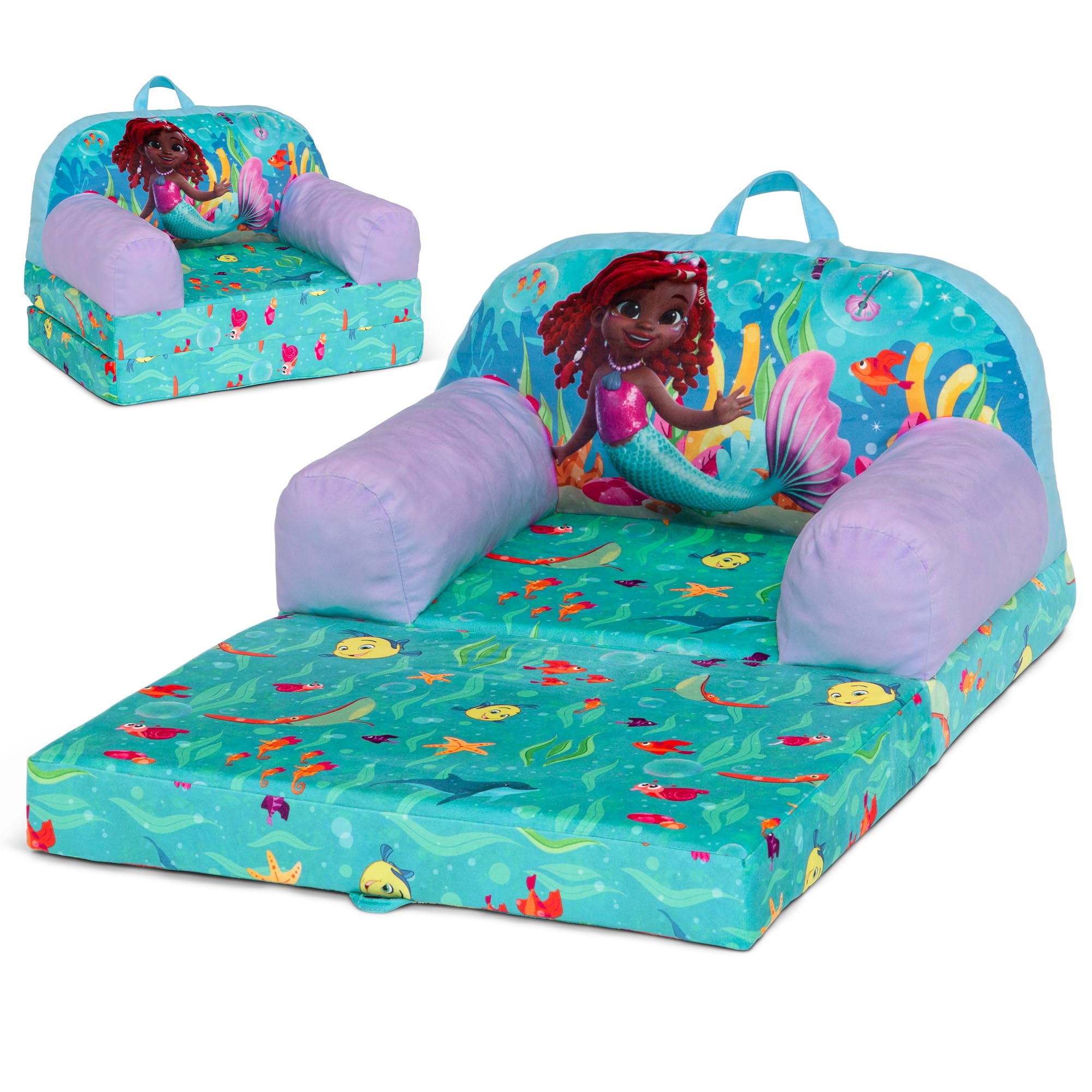 Photo 1 of Delta Children - Disney Junior’s Ariel Cozee Buddy Flip-Out Kids Chair, Blue
