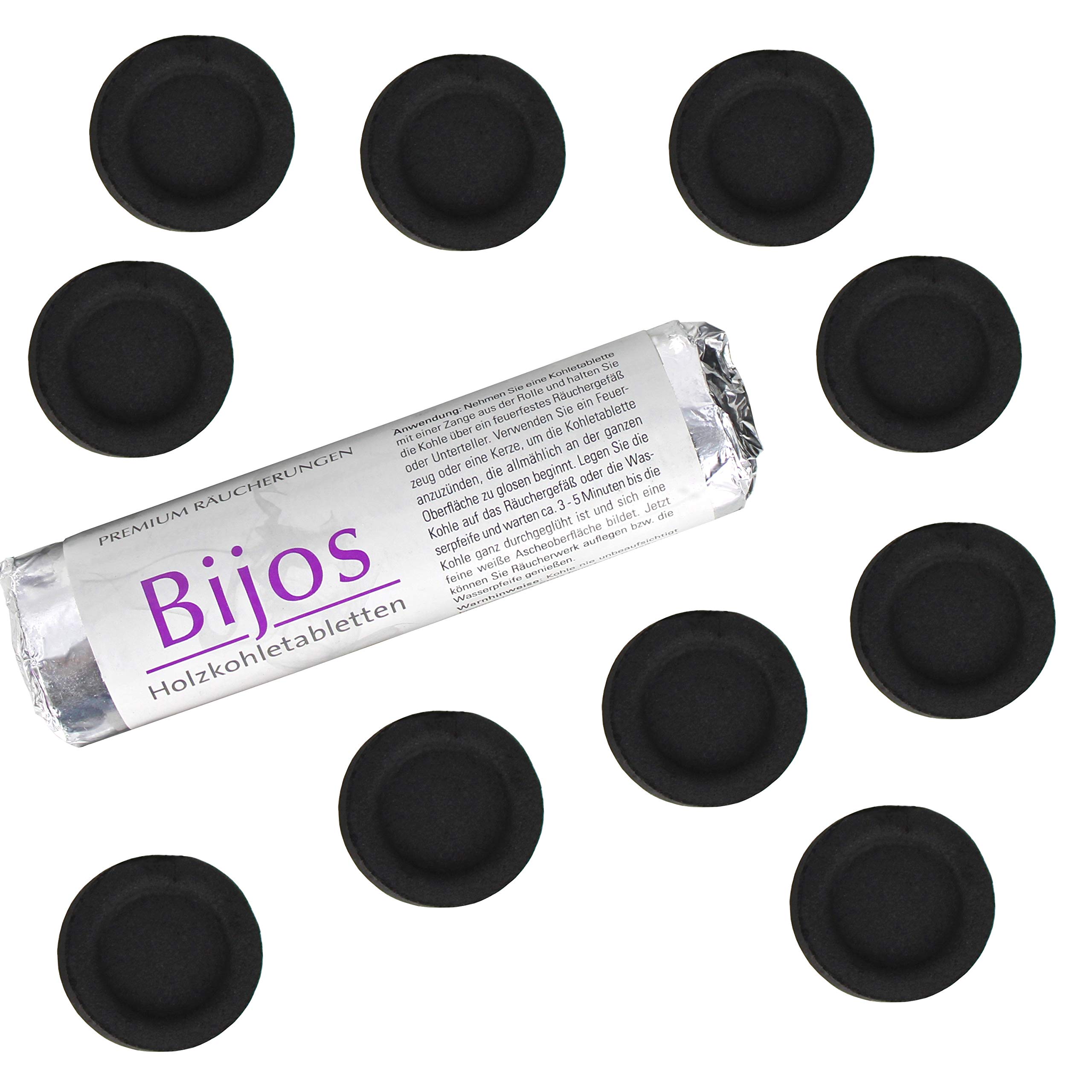 Bijos Charcoal Tablets 50 mm Premium Bamboo Wood Smoking Charcoal Quick Ignition Smoking Accessories