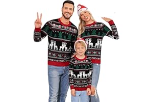 Quenteen Christmas Sweaters Crew Neck Knit Ugly Sweaters Family Matching Outfits