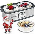 Ultimate Probiotic Yogurt Maker with Adjustable Time & Temp Control - Make Trillions of Live Probiotics with Two 1-Quart Cont