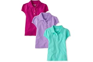 The Children's Place Girls' Short Sleeve Ruffle Pique Polo, 3 Pack