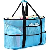 oscaurt Mesh Beach Bag Extra Large Waterproof Sandproof Beach Tote Pool Swim Bag Travel Vacation Essentials