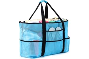 oscaurt Mesh Beach Bag Extra Large Waterproof Sandproof Beach Tote Pool Swim Bag Travel Vacation Essentials