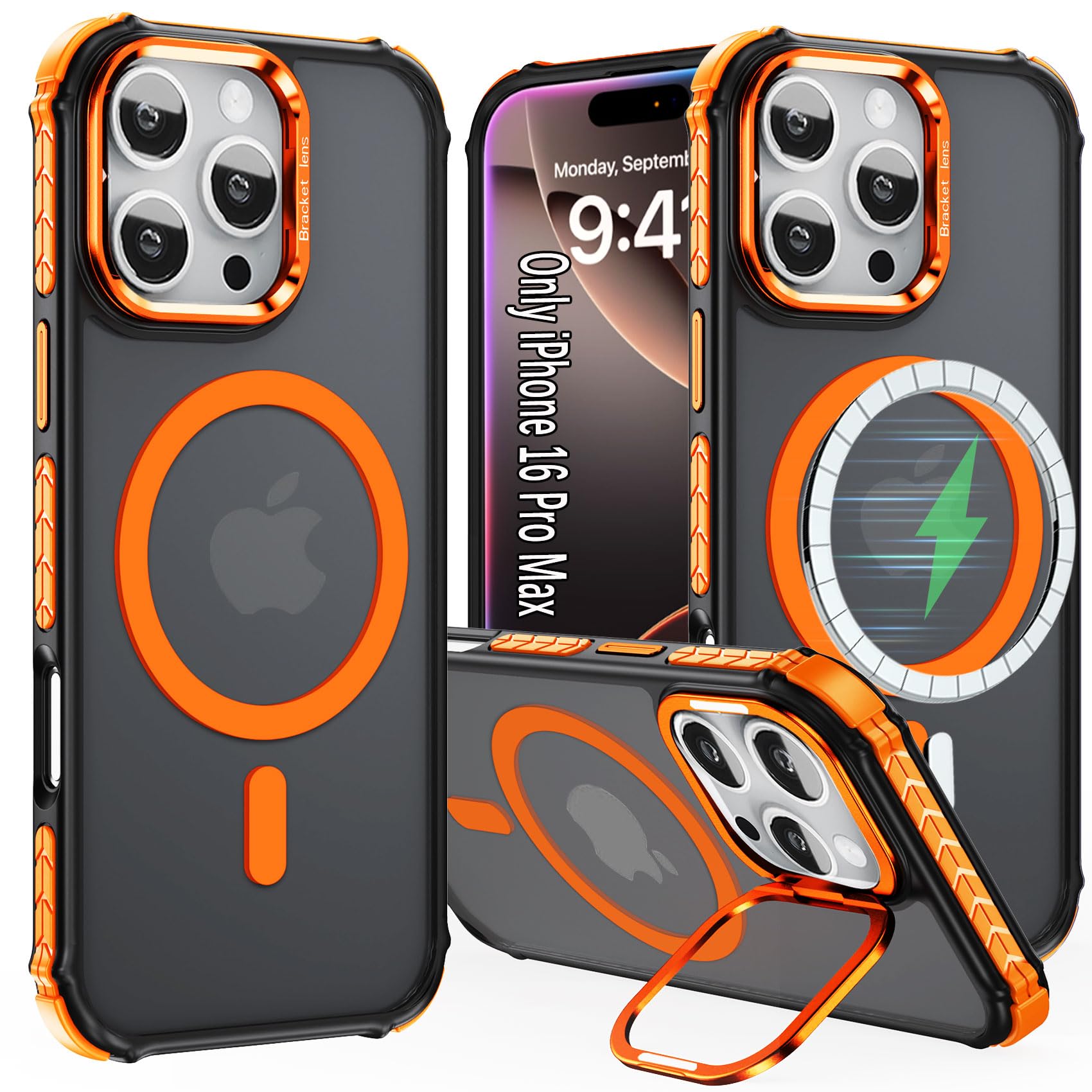 ZOEII 16 Pro Max Case Magnetic for iPhone 16 Pro Max Phone, Compatible with MagSafe, Military-Grade Protection, Slim Magnetic Phone Case for iPhone16 Pro Max 6.9 inch, Orange