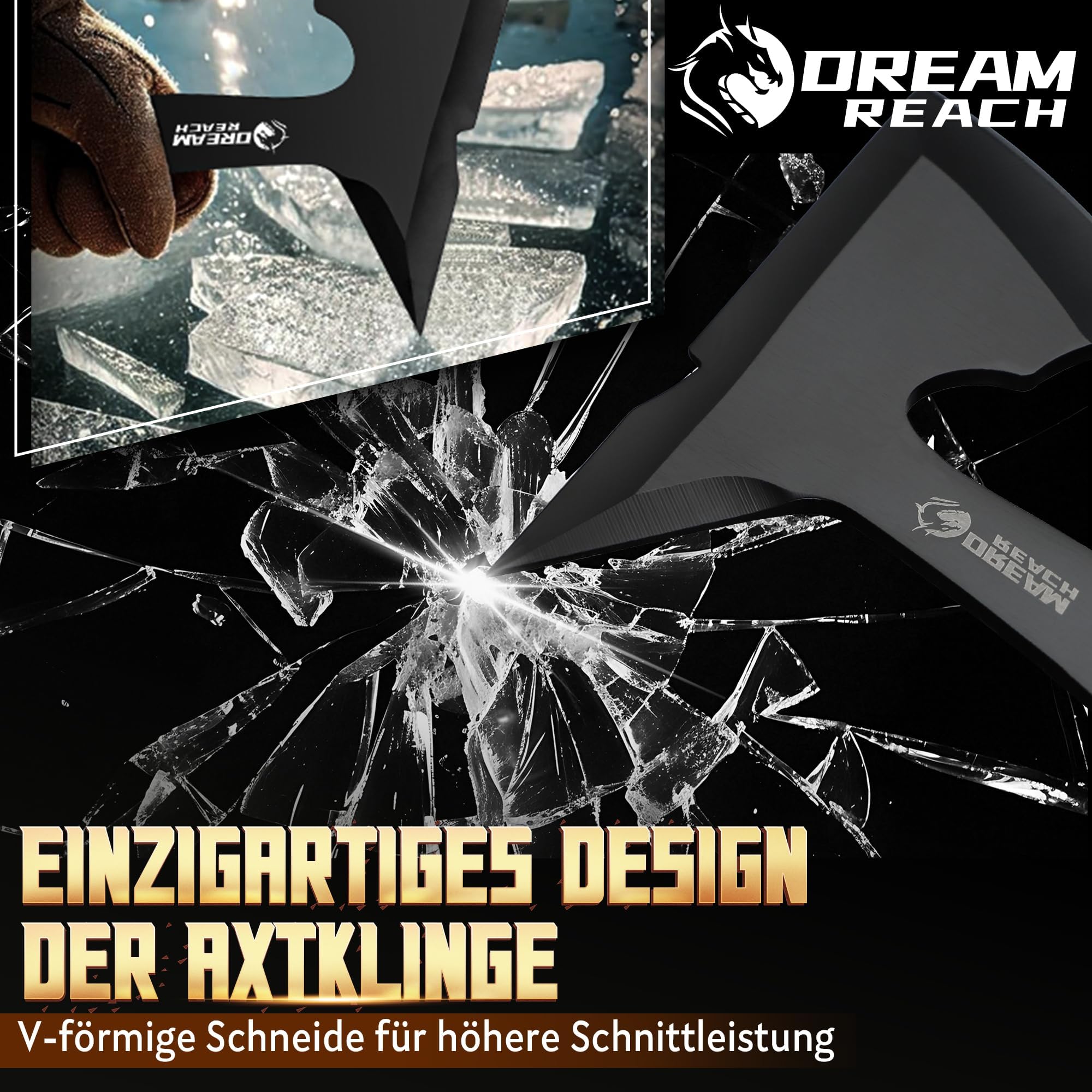 Dream Reach 3PCS Axt Beil Set Outdoor Survival Camping Wikinger Axt für Garten Männer Geschenke 4