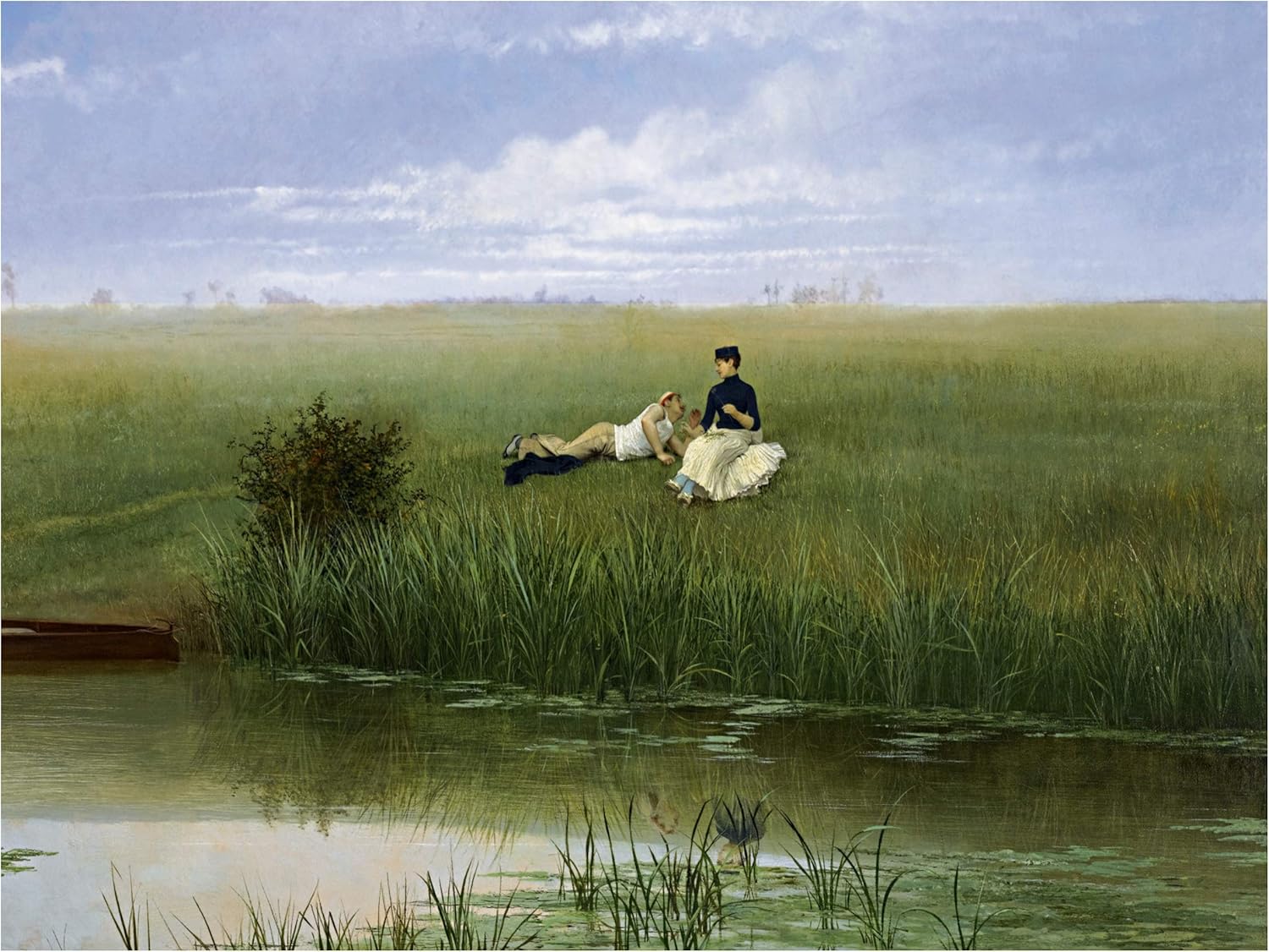 Rest by G Croegaert Lake People Sky Tile Mural Kitchen Backsplash Marble Ceramic - Picture 2 of 23