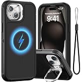 Follaroma for iPhone 14 Case with Magnetic,Heavy Duty Case,6.1'', Black | Stand &amp; Built-in Camera Cover,MagSafe Compatible,Heavy-Duty Shockproof Protection, Magnetic &amp; Rugged Phone Cover