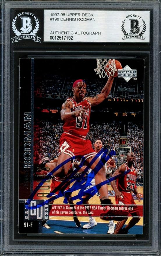 Authentic Autographed Dennis Rodman 1997 98 Upper Deck Card 198 