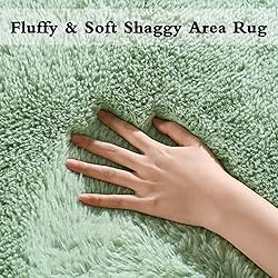 DweIke Fluffy Sage Green Rugs for Bedroom Living