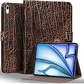 Gexmil Genuine Leather Case for iPad Air 13 Inch M3 2025/ M2 2024,Premium Leather Smart Folio Cover, Magnetic Closure,Auto Sleep/Wake,Adjustable Stand, Anti-Slip,Buffalo Pattern
