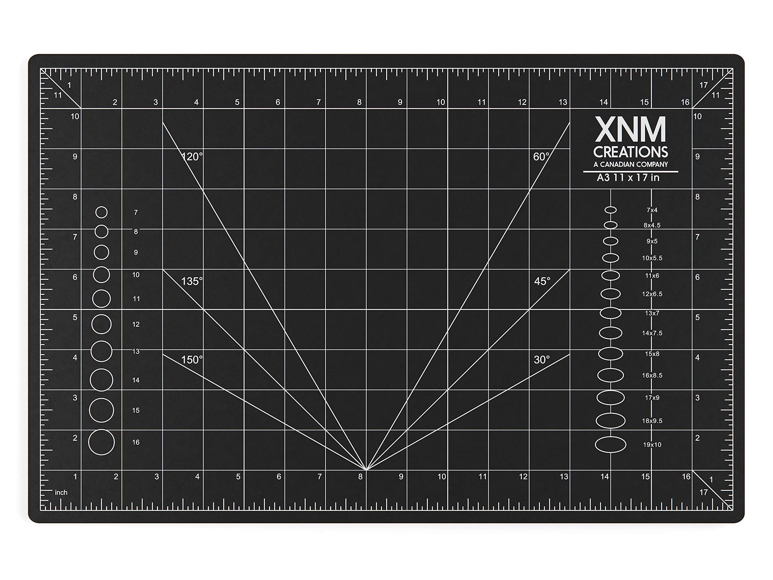 XNM Premium Self Healing Cutting Mat - 12 Inches by 18 inches - A3, 3 Layer Quality PVC Construction - Dual Sided, Imperial and Metric Grid Lines - Perfect for Cutting, Sewing, and Crafts