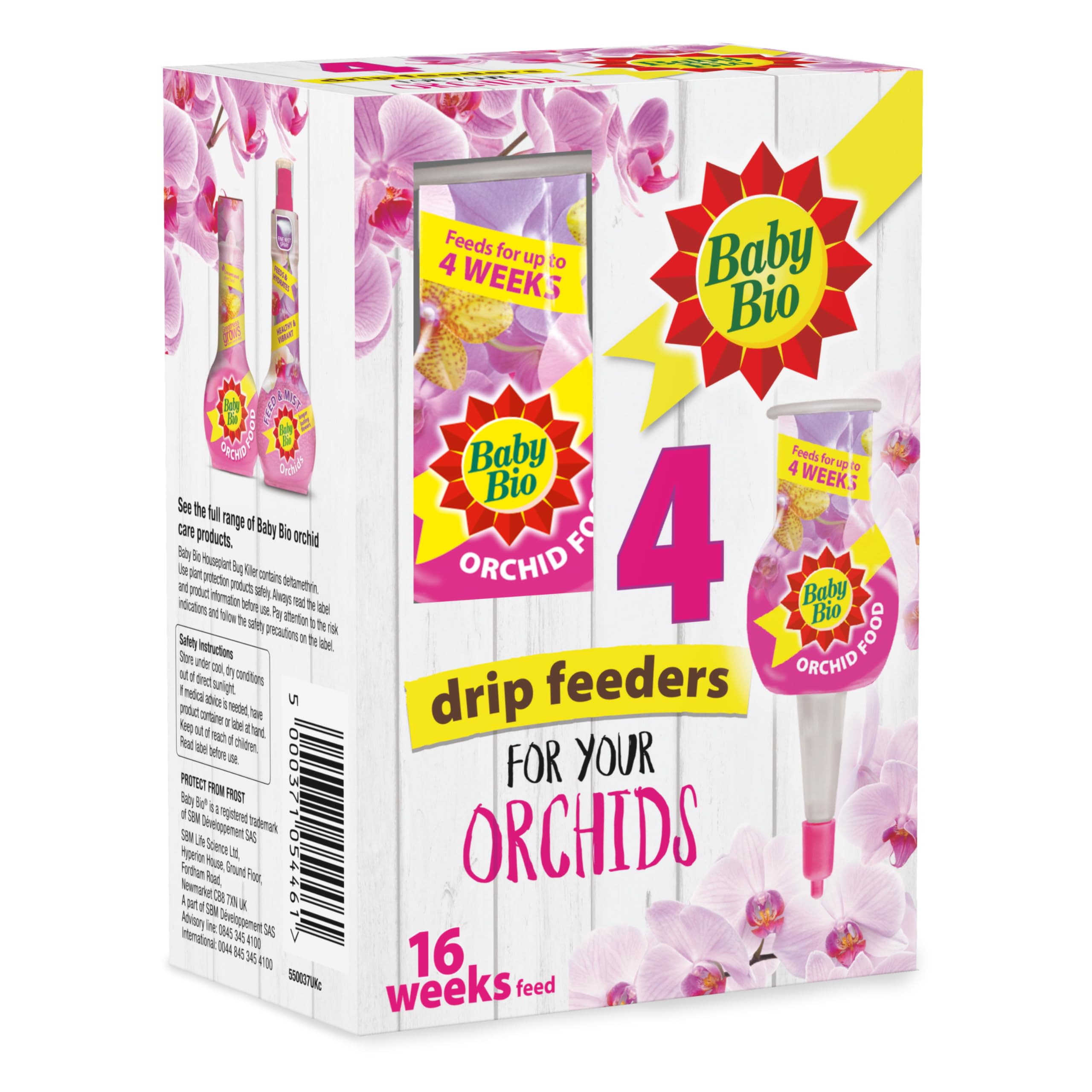 Baby Bio Automatic Orchid Drip Feeders, 4 x 40ml - Ready To Use Plant Food - Easy Care for Supporting Healthy Growth and Vibrant Flowering