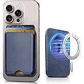 SOUNDBYTE Stronger Magnetic Wallet for iPhone 17/16/15/14/13/12 Series & for MagSafe Cases | N52 Magnet RFID Blocking Leather Magnetic Card Holder with Powerful Magnets | Holds 3 Cards | Navy Blue