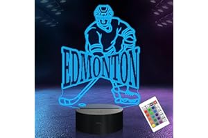 Ice Hockey Player 3D Night Lights for Kids, 16 Colors Changing Remote Control LED Table Desk Lamp Birthday Xmas Gifts Home De