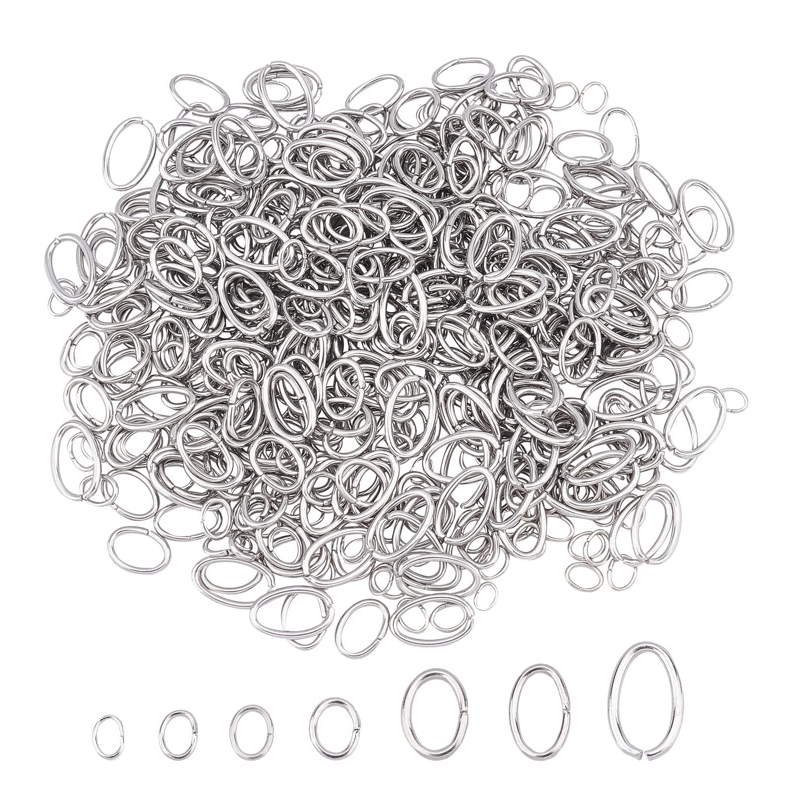 UNICRAFTALE 700pcs 3-10mm 7 Sizes Oval Jumps Rings 18-24 Gauge Close but Unsoldered Connector Rings Stainless Steel Jewelry Rings Connectors for DIY Jewelry Making Stainless Steel Color