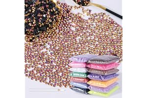 MAQIAO 2500pcs 5mm Resin Rhinestones Bulk,Nail Art Rhinestones Kit with Wax Pencil,Flatback Round Jelly Rhinestones Gems Crystals for Nail Art DIY Crafts Clothes Shoes Bags(Rose Gold AB)