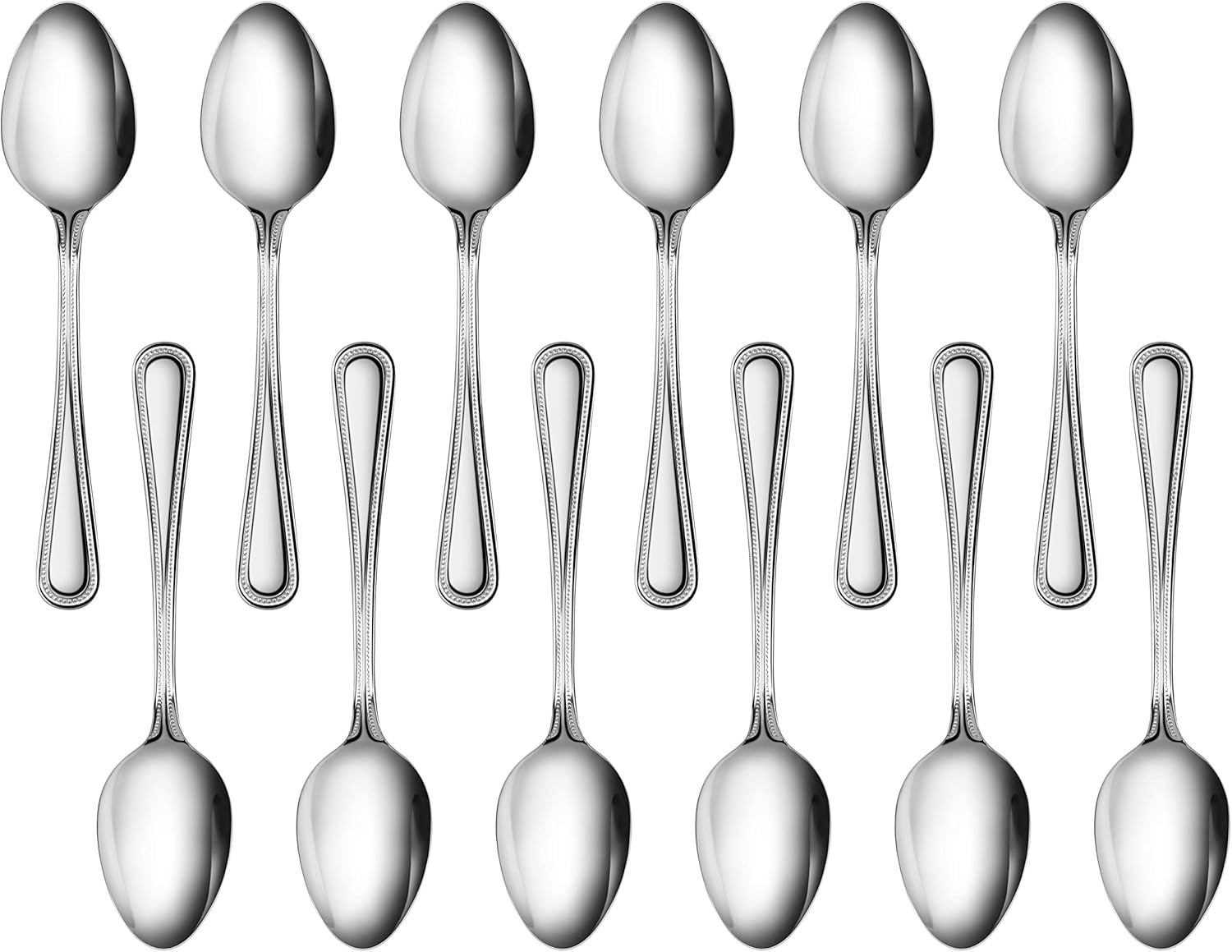 New Star Foodservice 58529 Bead Pattern, 18/0 Stainless Steel, Dinner Spoon, 7.6-Inch, Set of 12