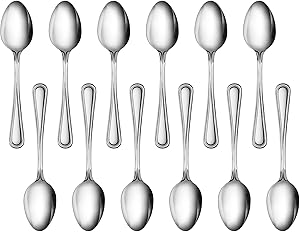 New Star Foodservice 58529 Bead Pattern, 18/0 Stainless Steel, Dinner Spoon, 7.6-Inch, Set of 12
